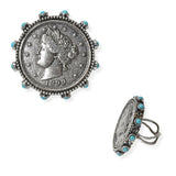 104603, WESTERN LIBERTY ENGRAVED COIN CUFF RING