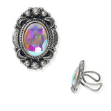 104604, WESTERN OVAL RHINESTONE ACCENT CUFF RING