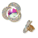 104611, FLOWER CRYSTAL RHINESTONE STRETCH RING