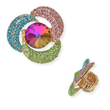104611, FLOWER CRYSTAL RHINESTONE STRETCH RING
