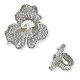 104612, FLOWER CRYSTAL RHINESTONE STRETCH RING