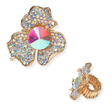 104612, FLOWER CRYSTAL RHINESTONE STRETCH RING