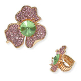 104612, FLOWER CRYSTAL RHINESTONE STRETCH RING