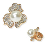 104612, FLOWER PEARL WITH CRYSTAL RHINESTONE STRETCH RING