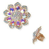 104613, FLOWER CRYSTAL RHINESTONE STRETCH RING
