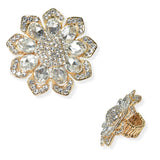 104613, FLOWER CRYSTAL RHINESTONE STRETCH RING