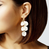104616, FRESHWATER PEARL FLOWER PETAL DANGLE EARRING