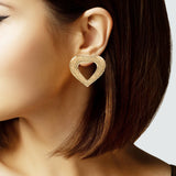 104618, HEART TEXTURED METAL POST EARRING