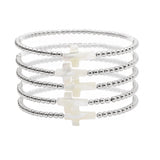 104620, SHELL CROSS MULTI LAYERED BEADED STRETCH BRACELET