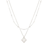 104627, CLOVER CHARM DOUBLE LAYERED NECKLACE