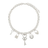 104630, PAVE KEY & LOCK CHARM NECKLACE