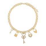 104630, PAVE KEY & LOCK CHARM NECKLACE