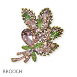 104632, FLOWER LEAF RHINESTONE PIN BROOCH