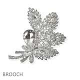 104632, FLOWER LEAF RHINESTONE PIN BROOCH