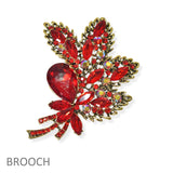 104632, FLOWER LEAF RHINESTONE PIN BROOCH