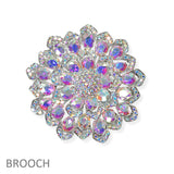 104633, FLOWER RHINESTONE PIN BROOCH