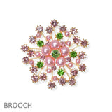 104634, FLOWER PEARL WITH RHINESTONE PIN BROOCH