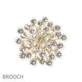 104634, FLOWER PEARL WITH RHINESTONE PIN BROOCH