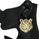 104636, TIGER FILIGREE METAL DANGLE EARRING