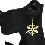 104637, SNOWFLAKE HAMMERED METAL DANGLE EARRING
