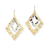 104638, GEOMETRIC HAMMERED METAL DANGLE EARRING
