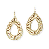 104639, TEARDROP LEATHER WRAPPED ACCENT DANGLE EARRING