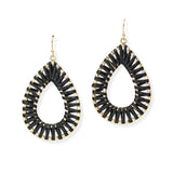 104639, TEARDROP LEATHER WRAPPED ACCENT DANGLE EARRING