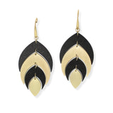 104641, LEAF WOOD TRIM ACCENT DANGLE EARRING