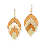 104641, LEAF WOOD TRIM ACCENT DANGLE EARRING
