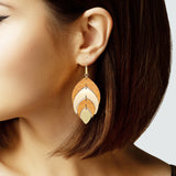 104641, LEAF WOOD TRIM ACCENT DANGLE EARRING