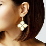 104642, CLOVER WOOD TRIM ACCENT DANGLE EARRING