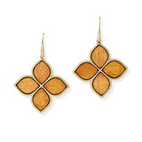 104642, CLOVER WOOD TRIM ACCENT DANGLE EARRING