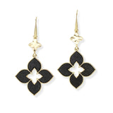 104644, CLOVER WOOD TRIM ACCENT DANGLE EARRING