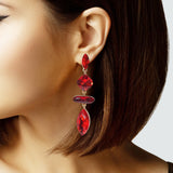 104646, GEOMETRIC RHINESTONE DROP DANGLE EARRING