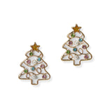 104647, CHRISTMAS TREE ENAMEL PEARL WITH RHINESTONE STUD EARRING