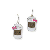 104652, GLITTER COFFEE DANGLE EARRING