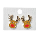 104661, CHRISTMAS REINDEER ENAMEL STUD EARRING