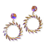 104671, MARQUISE RHINESTONE ACCENT ROUND DANGLE EARRING