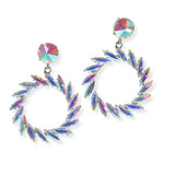 104671, MARQUISE RHINESTONE ACCENT ROUND DANGLE EARRING