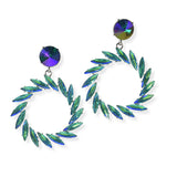 104671, MARQUISE RHINESTONE ACCENT ROUND DANGLE EARRING