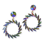 104671, MARQUISE RHINESTONE ACCENT ROUND DANGLE EARRING