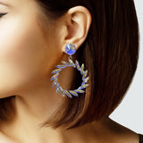 104671, MARQUISE RHINESTONE ACCENT ROUND DANGLE EARRING