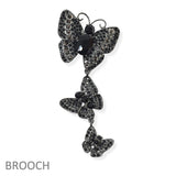 104675, TRIPLE BUTTERFLY RHINESTONE DROP PIN BROOCH