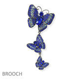 104675, TRIPLE BUTTERFLY RHINESTONE DROP PIN BROOCH