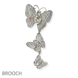 104675, TRIPLE BUTTERFLY RHINESTONE DROP PIN BROOCH
