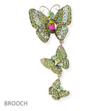 104675, TRIPLE BUTTERFLY RHINESTONE DROP PIN BROOCH
