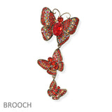104675, TRIPLE BUTTERFLY RHINESTONE DROP PIN BROOCH