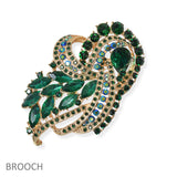 104677, FLOWER VINE RHINESTONE PIN BROOCH