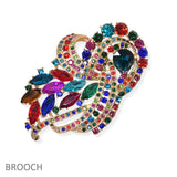 104677, FLOWER VINE RHINESTONE PIN BROOCH