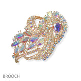 104677, FLOWER VINE RHINESTONE PIN BROOCH